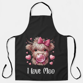 Adorable Valentine Highland Cow (weißer Text) Schürze