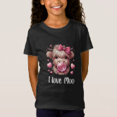 Adorable Valentine Highland Cow (weißer Text) T-Shirt (Vorderseite)