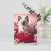 Adorable Valentine Kitten Postkarte (Stehend Vorderseite)