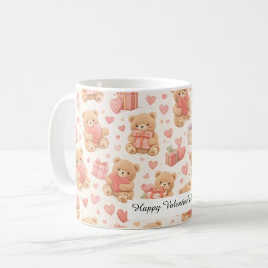 Adorable Valentine’s Day Coffee Teddy Bear Mug Kaffeetasse (Vorderseite Links)