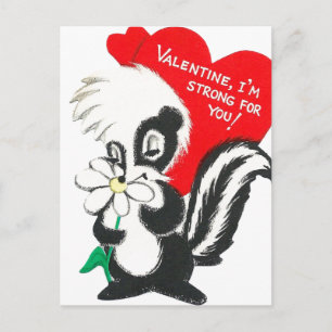 Adorable Valentine Skunk Postkarte