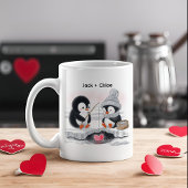 Adorable Valentine Wasserfarbe Ice Angeln Pinguine Kaffeetasse