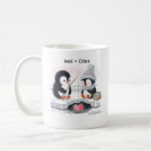 Adorable Valentine Wasserfarbe Ice Angeln Pinguine Kaffeetasse (Links)