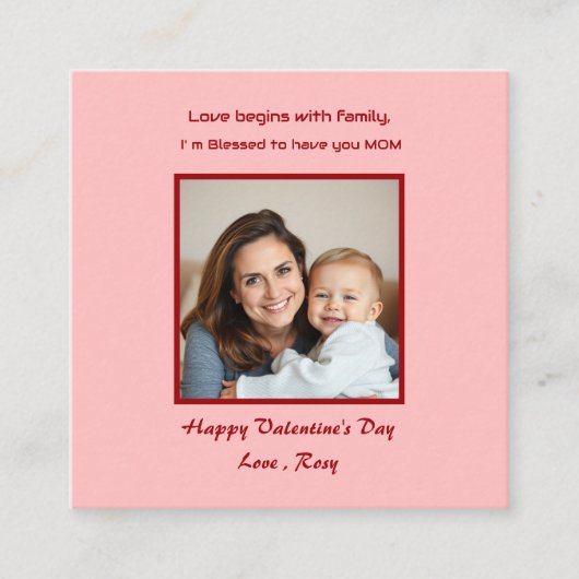 Adorable Valentine's Day Card für Kinder Quadratische Visitenkarte (Vorderseite)