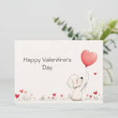 Adorable Valentine's Day Grußkarte ❤️ 🎈 Karte (Stehend Vorderseite)