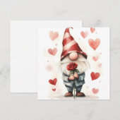 Adorable Valentine's Gnome: mit einer Rose Einladung (Vorne/Hinten)