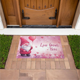 Adorable Valentinstag Gnome mit Herzballon Fußmatte