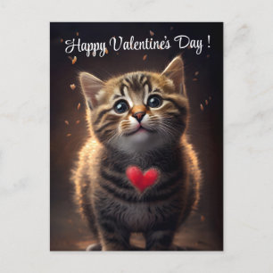 Adorable Valentinstag Kitten Postkarte