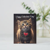 Adorable Valentinstag Kitten Postkarte (Stehend Vorderseite)