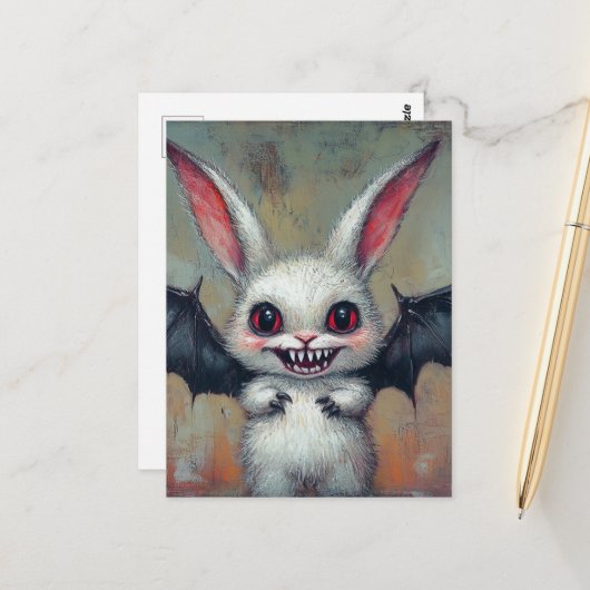Adorable Vampire Bat Bunny Postkarte (Vorderseite/Rückseite Beispiel)