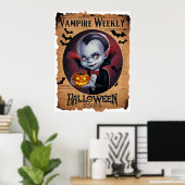 Adorable Vampire Vintag Style Halloween Zeitung Poster (Heimbüro)