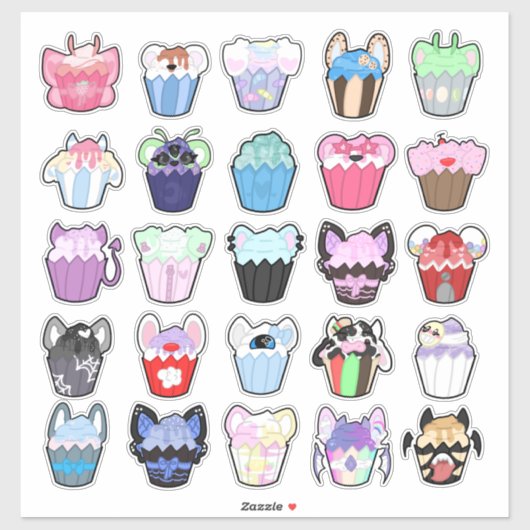 Adorable Variety Pack von Cupcake Stickers Aufkleber (Blatt)