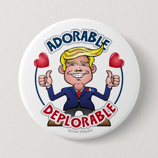 ADORABLE VERTRETENDE Donald Trump Chibi Cartoon Ga Button (Vorderseite)