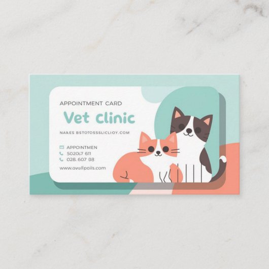 Adorable Vet Clinical Appointment Card - Pet Paws Terminkarte (Vorderseite)