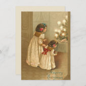 Adorable Viktorianisch Children Vintage Weihnachte Mitteilungskarte (Vorne/Hinten)