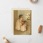 Adorable Viktorianisch Children Vintage Weihnachte Mitteilungskarte (Vorderseite/Rückseite Beispiel)