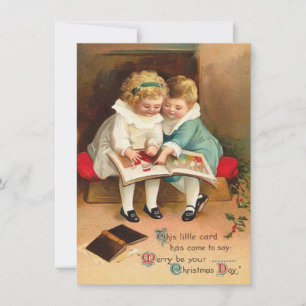Adorable Viktorianisch Children Vintage Weihnachte Mitteilungskarte