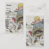 Adorable Vintag Girl mit Hühnern Visitenkarte (Vorne/Hinten)