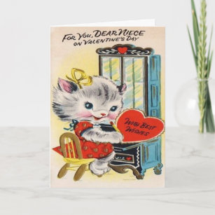 Adorable Vintag Valentinstag Card für Nichte Feiertagskarte