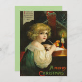 Adorable Vintag Viktorianisch Kleines Mädchen Weih Mitteilungskarte (Vorne/Hinten)