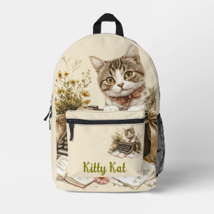 Adorable Vintage Katze Bedruckter Rucksack