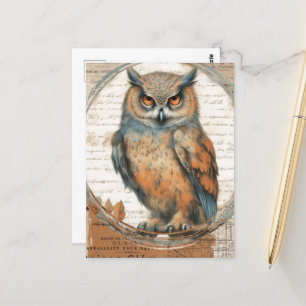 Adorable Vintage Owl Collage Postkarte