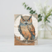 Adorable Vintage Owl Collage Postkarte (Stehend Vorderseite)
