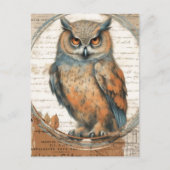 Adorable Vintage Owl Collage Postkarte (Vorderseite)