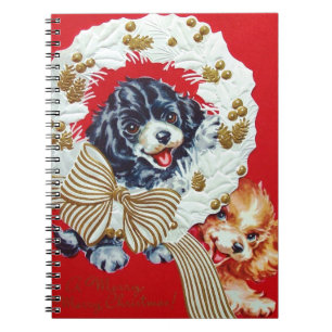 Adorable Vintage Weihnachten Cocker Spanische Welp Notizblock