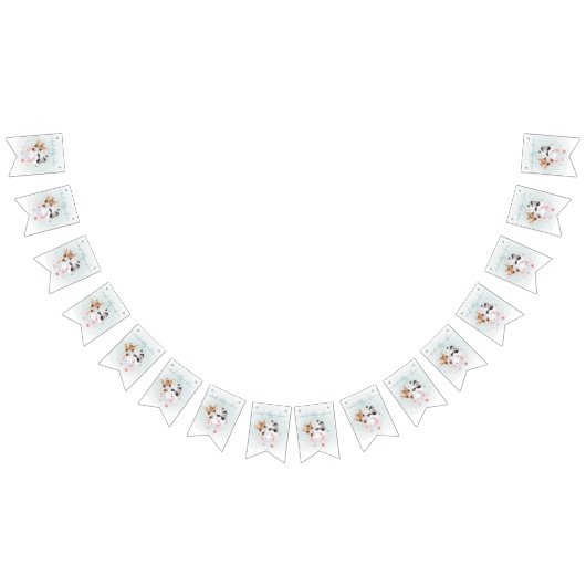 Adorable Virtual Baby Shower Tiere mit Masken Wimpelkette (Alle)