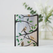 Adorable Vogelmalerei Postkarte (Stehend Vorderseite)