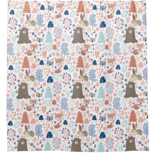 Adorable Waldtiere Duschvorhang (Vorderseite)