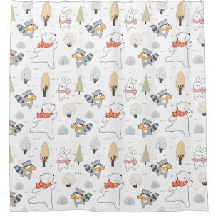 Adorable Waldtiere Duschvorhang