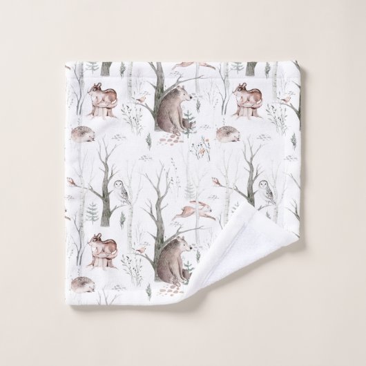 Adorable Waldtiere Kinder Badhandtuch Set (Waschlappen)