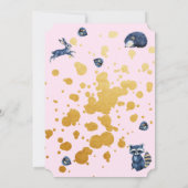 Adorable Waldtiere Tiere Rosa & Navy Blauer Galaxi Einladung (Rückseite)