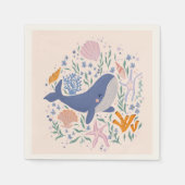Adorable Wale und Meereslebewesen Serviette (Vorderseite)