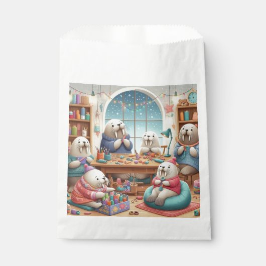 Adorable Walrus Birthday Favor Bags Geschenktütchen (Vorderseite)