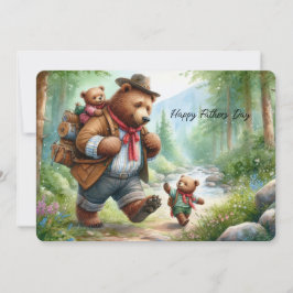 Adorable Wanderbär mit Cubs Vatertag Card Feiertagskarte