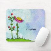 Adorable Wasserfarbe Doodle Blume Mousepad (Mit Mouse)