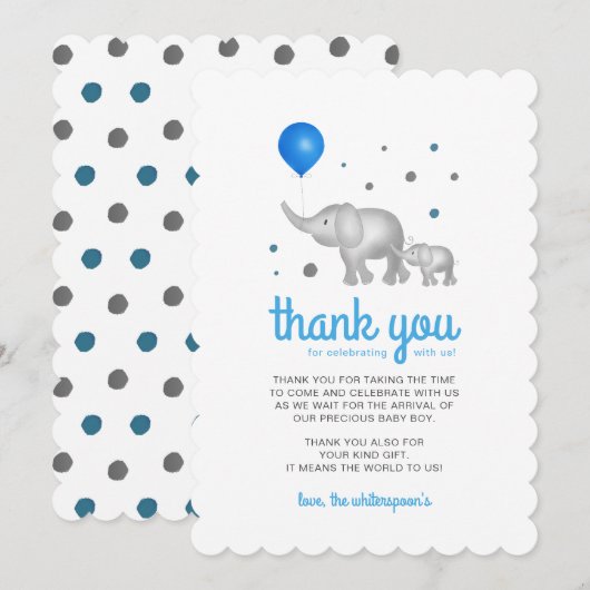 Adorable Wasserfarbenelefone Danke Karte (Vorne/Hinten)