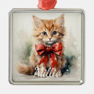 ADORABLE WASSERFARBENTABBY KÜCHE MIT ROTER KLEINE ORNAMENT AUS METALL