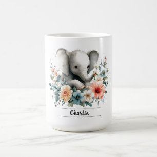 Adorable Watercolor Baby Elefant mit Individuelle Kaffeetasse