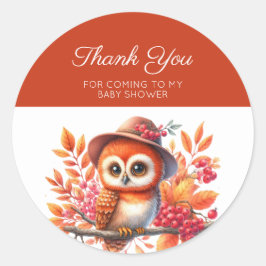 Adorable Watercolor Baby Owl Vielen Dank Runder Aufkleber