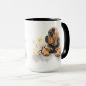 ADORABLE WATERCOLOR BLOODHOUND PUPPENHUND TASSE (VorderseiteRechts)