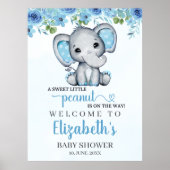 Adorable Watercolor Blue Elephant Baby shower boy Poster (Vorne)