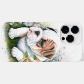 ADORABLE WATERCOLOR BULLDOG PUPPEN BLUME Case-Mate iPhone HÜLLE (Rückseite (Horizontal))