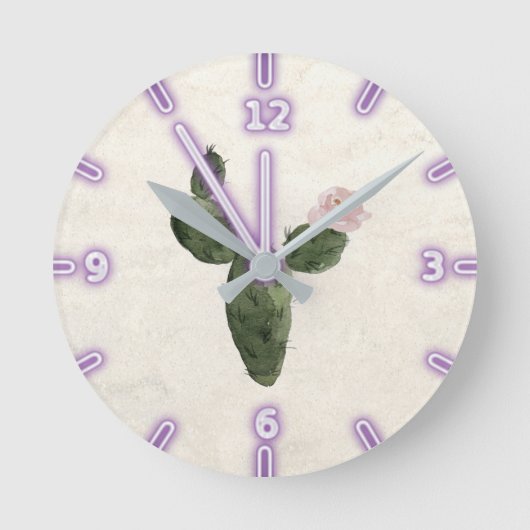 Adorable Watercolor Cactus Runde Wanduhr (Vorderseite)