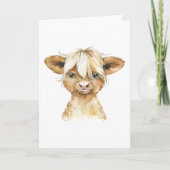 Adorable Watercolor Calf Jede Anlässe Karte (Vorderseite)
