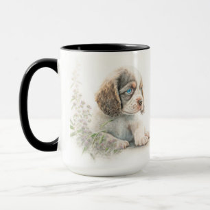 ADORABLE WATERCOLOR COCKER SPANIEL PUPPEL HUND TASSE