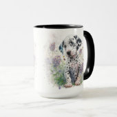 ADORABLE WATERCOLOR DALMATINER PUPPING HUNDE BLUME TASSE (VorderseiteRechts)